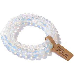 3Pcs Healing Crystal Moonstone Bracelets For Women Men 8Mm 6Mm 4Mm Natural Stone